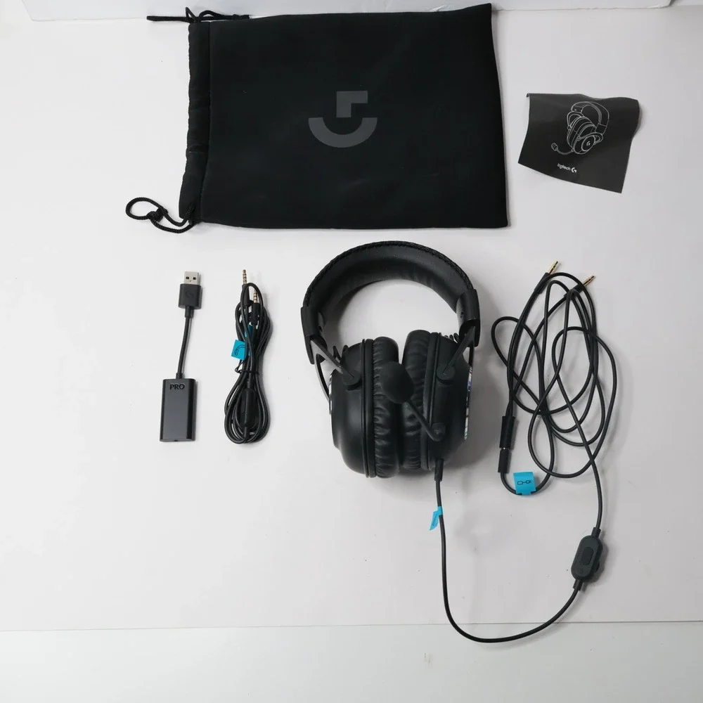 Logitech G Pro Gaming Headset Black Wired Over Ear with Blue VO!CE Mic and Pouch